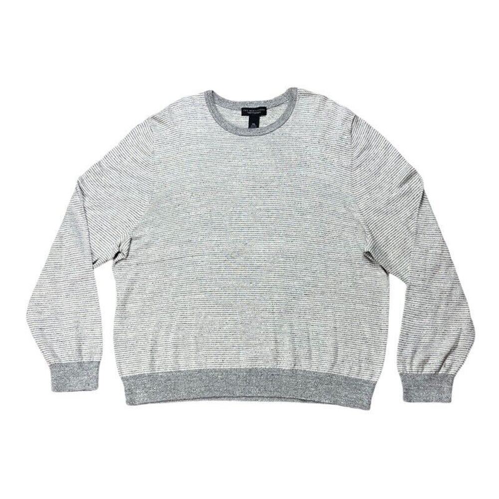 Bloomingdales Mens Pullover Sweater Gray Crew Neck Marled Long Sleeve XXL New
